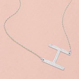 -H- White Gold Dipped Monogram Pendant Necklace